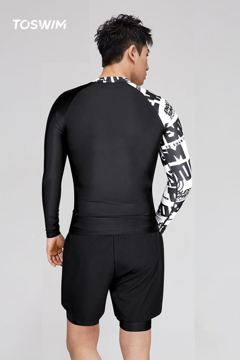 TO SWIM Men's Dazzling Letter Long Sleeve Two Piece UPF50+ Rash Guard | SEED OUTDOOR