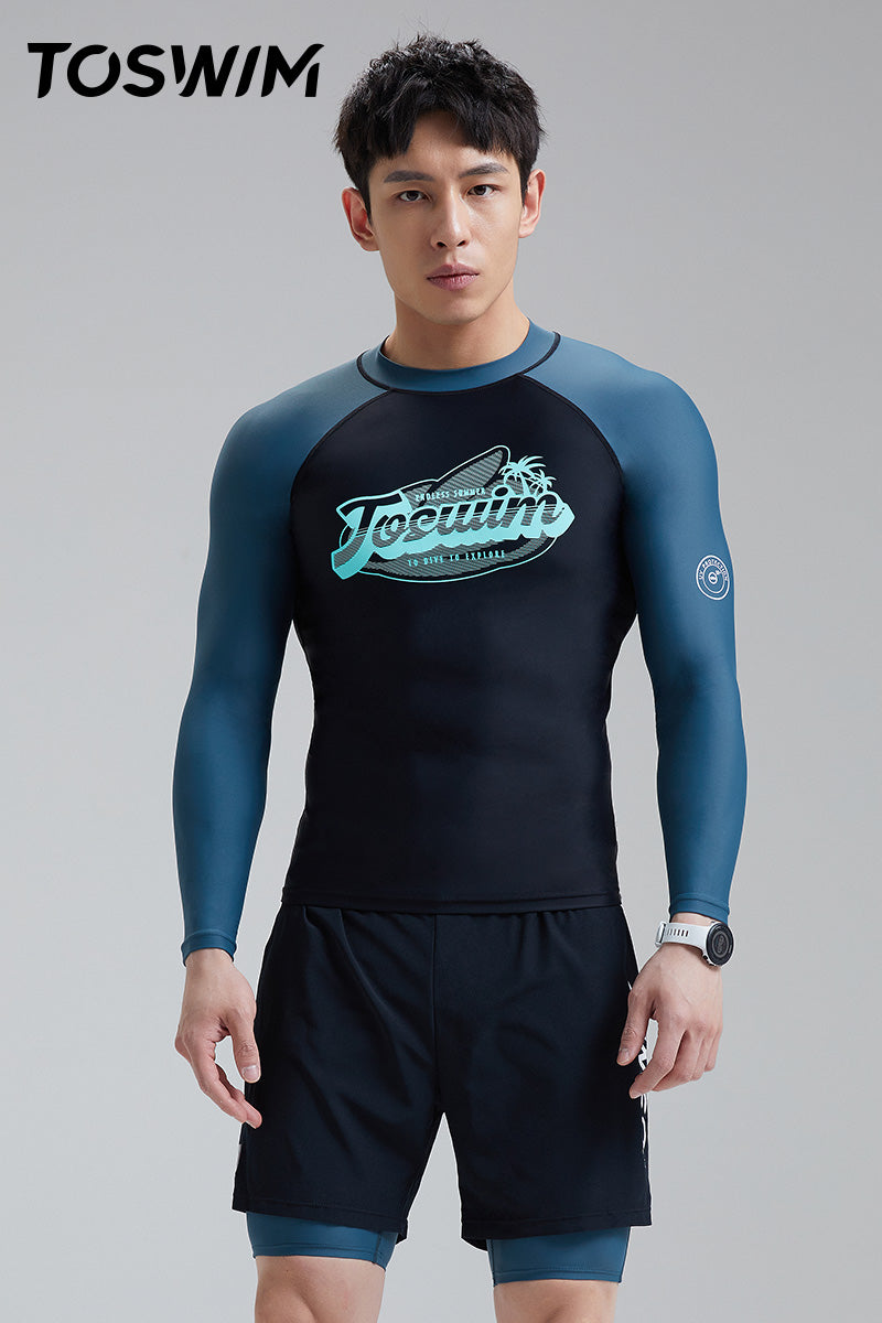 TO SWIM Men's Beach Wind Long Sleeve Two Piece UPF50+ Rash Guard | SEED OUTDOOR