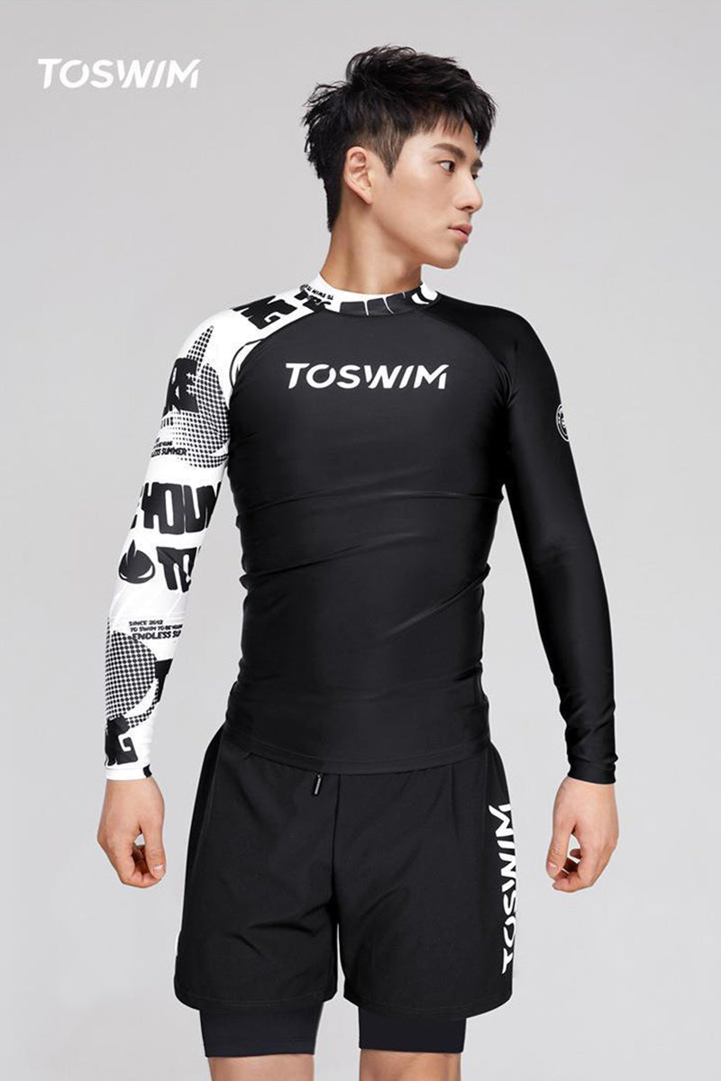 TO SWIM Men's Dazzling Letter Long Sleeve Two Piece UPF50+ Rash Guard | SEED OUTDOOR