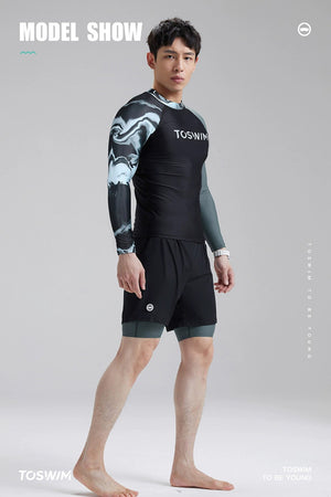 TO SWIM Men's Sea Fantasy Long Sleeve Two Piece UPF50+ Rash Guard | SEED OUTDOOR