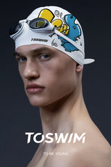 TO SWIM Men's Speech Dinosaur Silicone swimming cap | SEEDO OUTDOOR